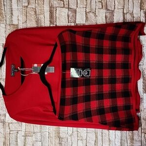 Sienna Sage Set Red Sweater/skirt  with Black Plaid Accents Brand New